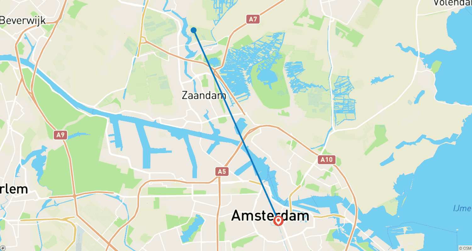Mapa do percurso de Viagem a Amsterdã de Quatro Dias