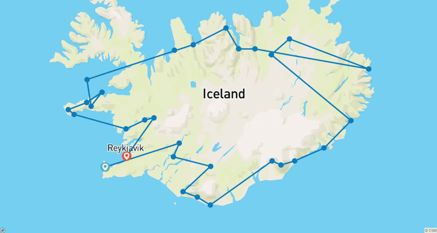 Mapa trasy: Wokół Wyspy Ognia i Lodu