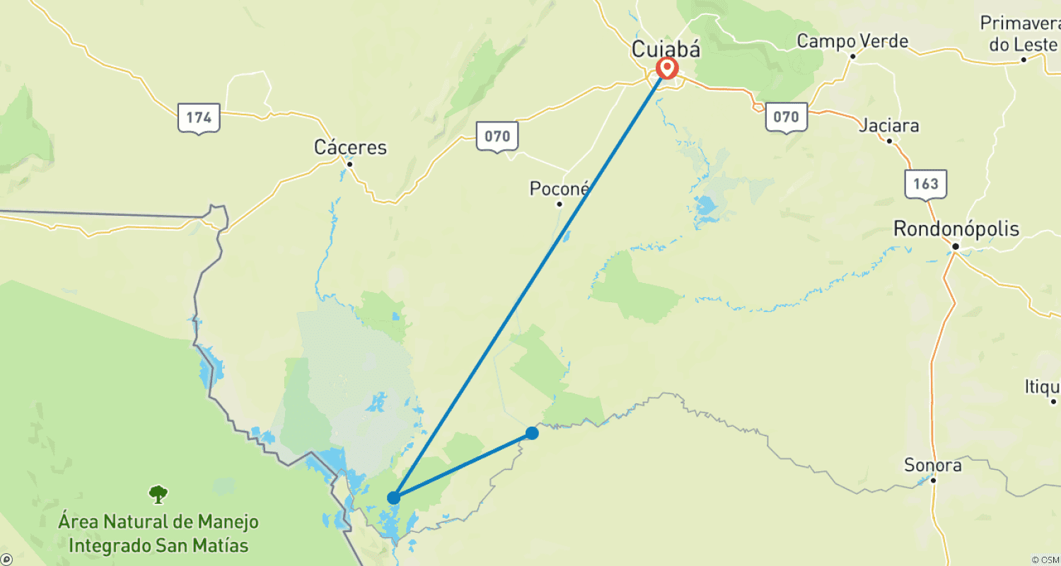Mapa do percurso de No Reino da Onça-Pintada