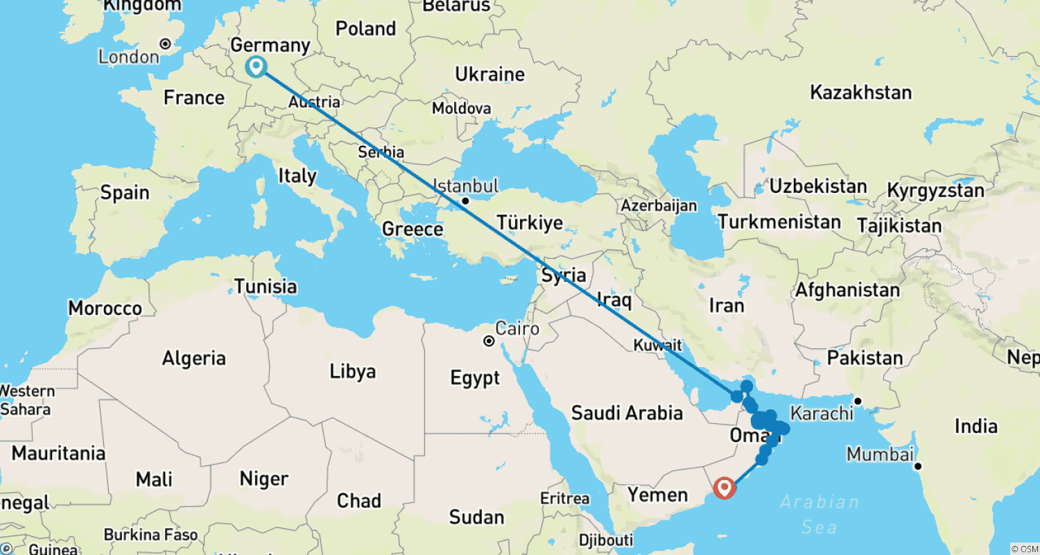 Mapa trasy: Śladami Sindbada
