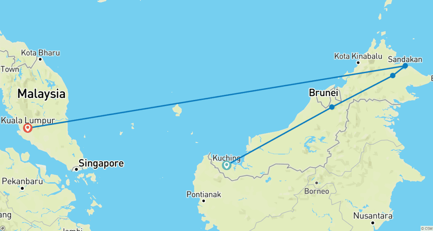 Mapa do percurso de A Ilha do Povo da Floresta