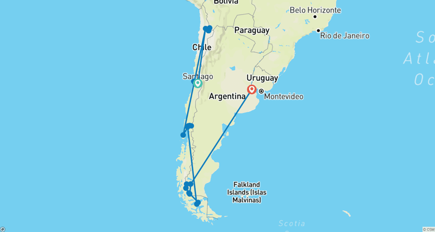 Mapa trasy: Z pustyni do lądolodu
