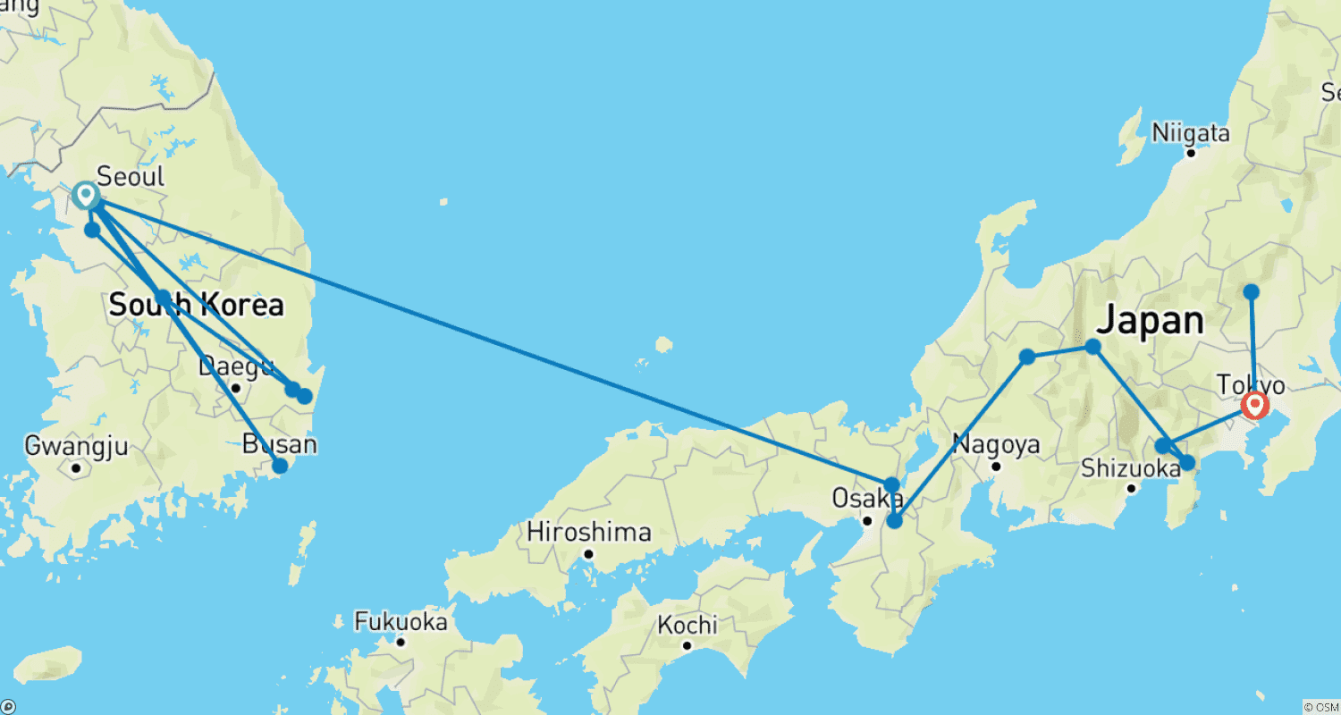 Mapa do percurso de Impérios Históricos no Extremo Oriente