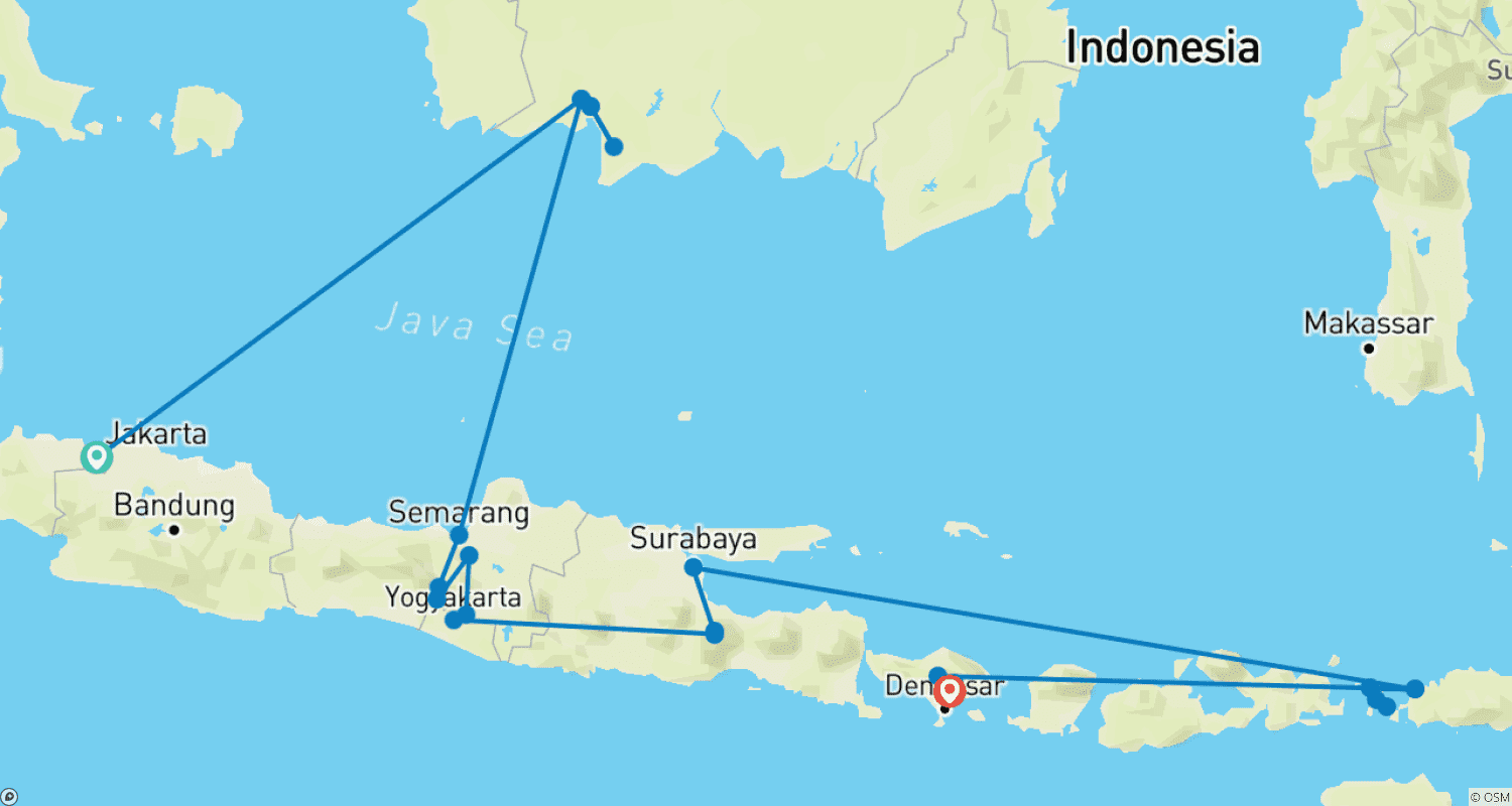 Mapa trasy: Orangutany, Smoki i Wulkany