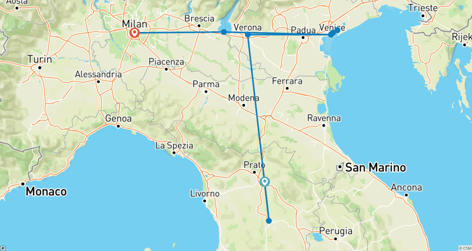 Mapa trasy: Klasyczne Włochy, Prywatna wycieczka