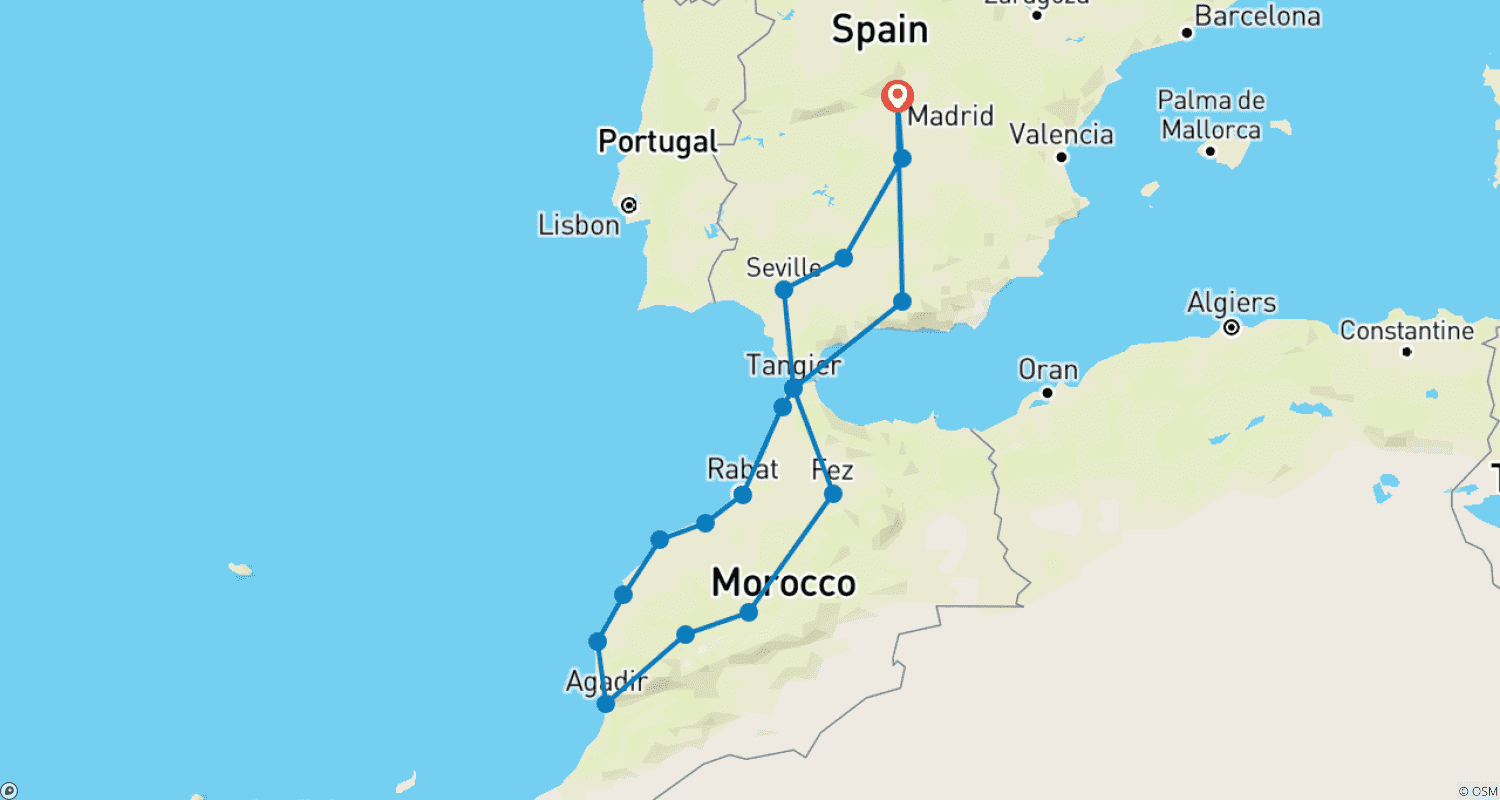 Mapa trasy: Muslim Spain and Morocco