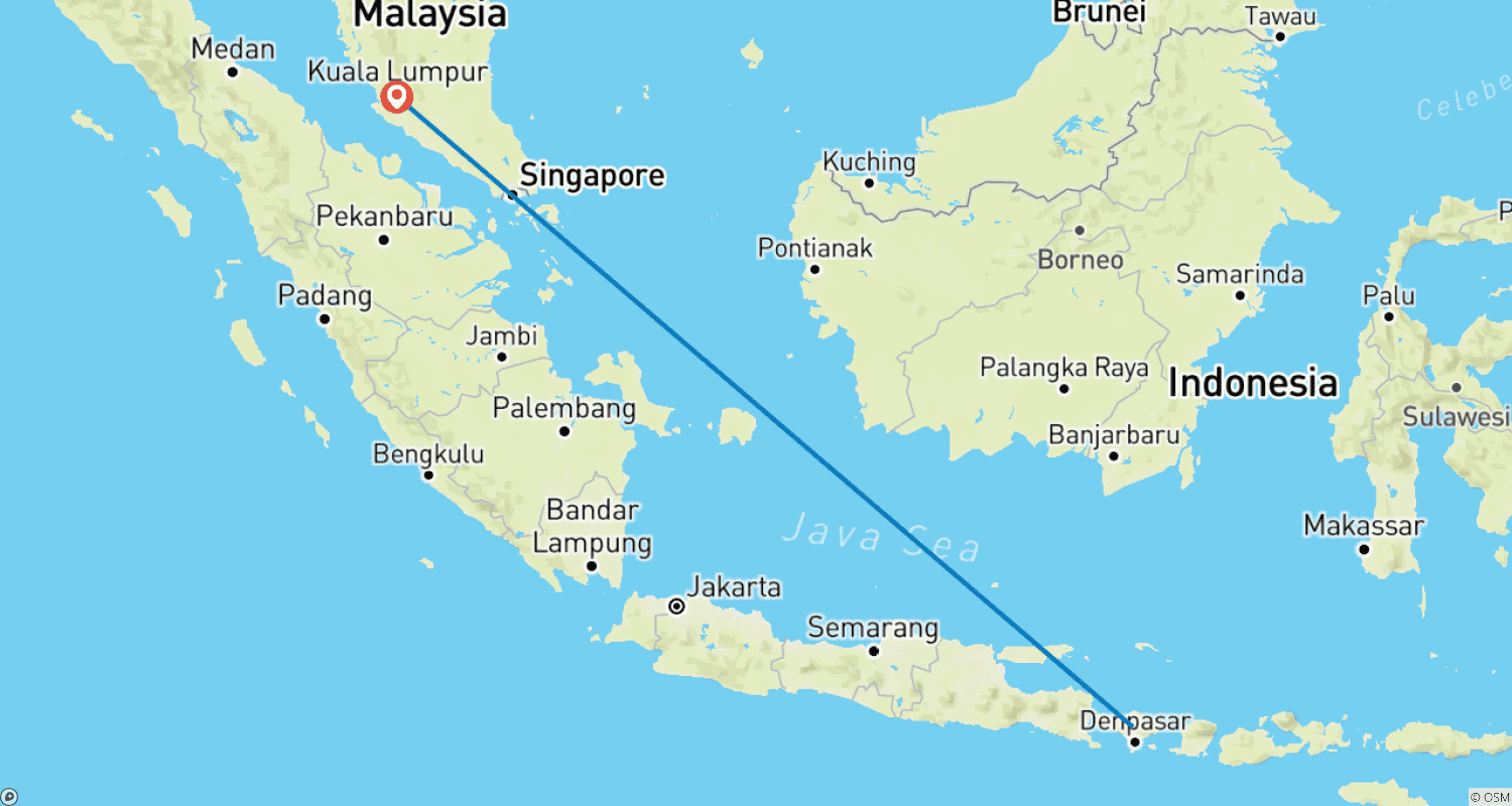 Mapa do percurso de Fascinante Escapada a Bali e Kuala Lumpur