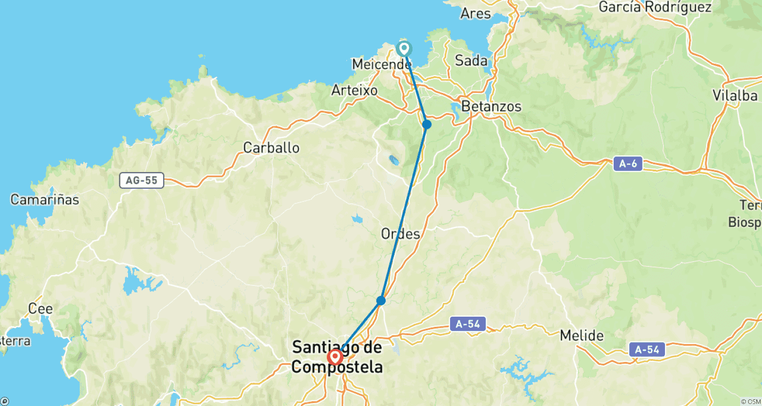 خريطة مسار English Way of St. James from Coruña to Santiago (6 days)