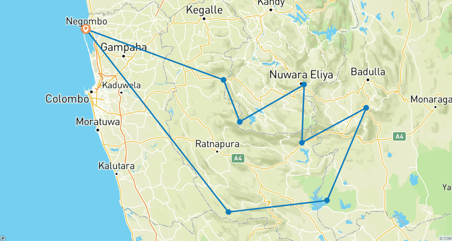 Mapa trasy: "True Adventure - Wild Trails Expedition"  (Wildlife / Hiking / Rainforest) 13 Days