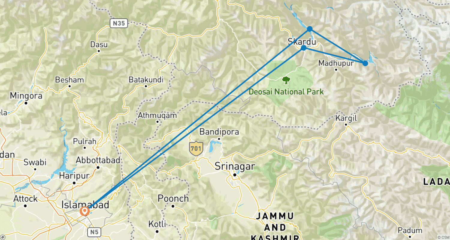 Mapa trasy: Trekking w Dolinie Nangma i Przejście Thallay La – Przygoda w Karakorum