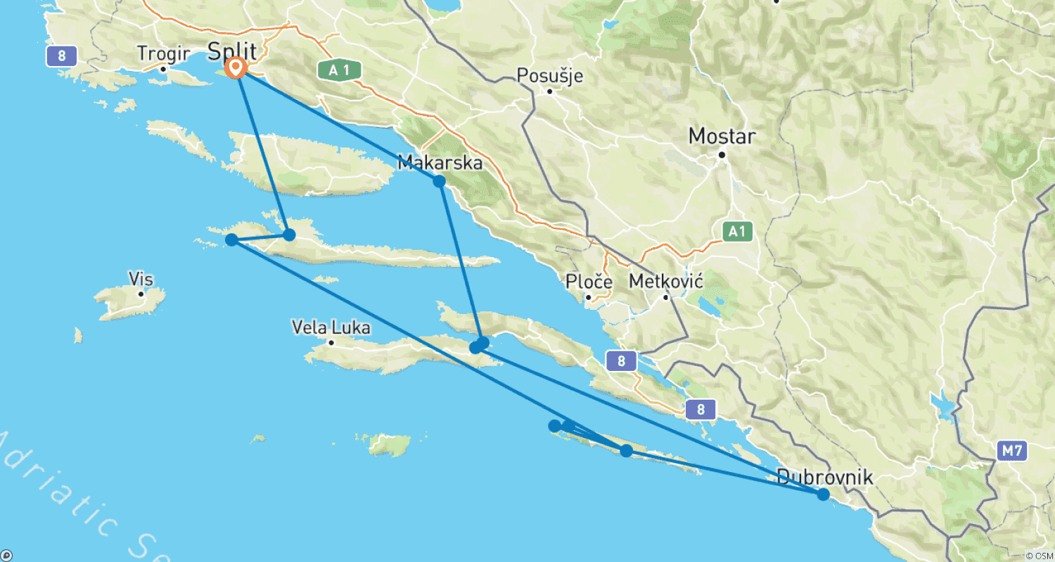 Mapa trasy: Młodzieżowy Rejs Pełen Zabawy: Tradycyjny z Łazienką