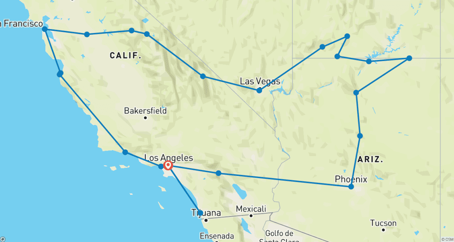 Mapa do percurso de Western Discovery