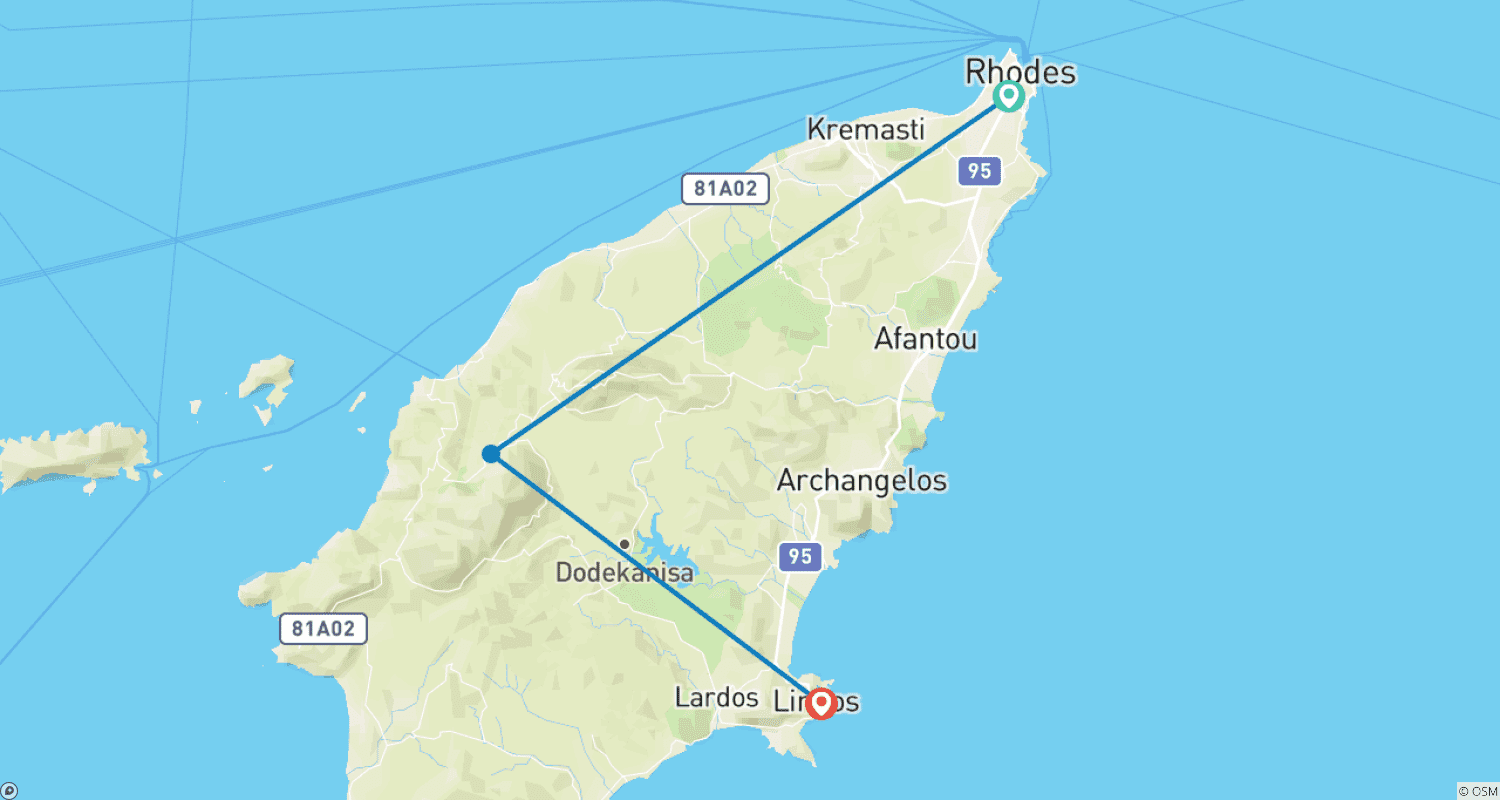 Mapa trasy: Hiking Rhodes - Self Guided Trip