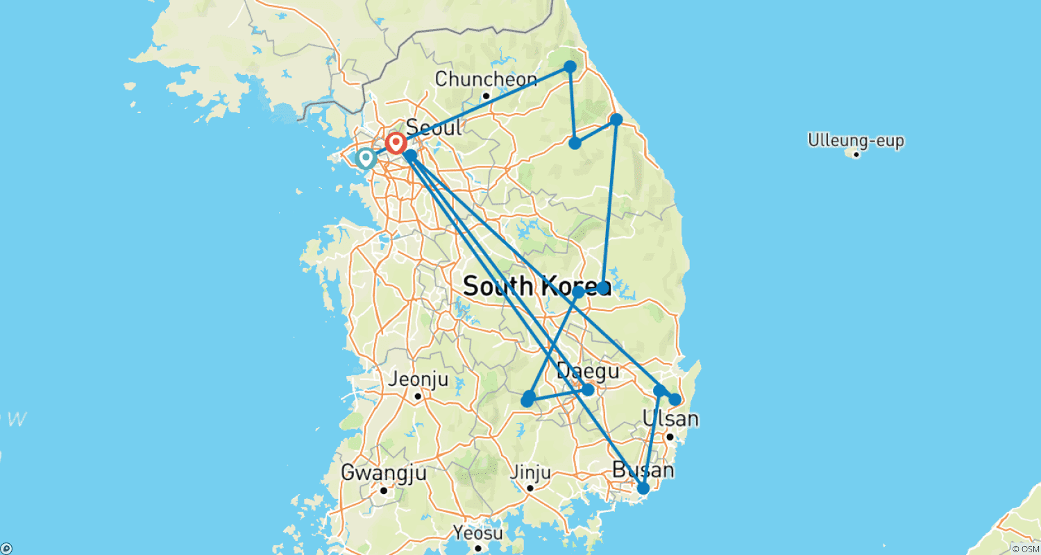 韓国の真髄のルートマップ