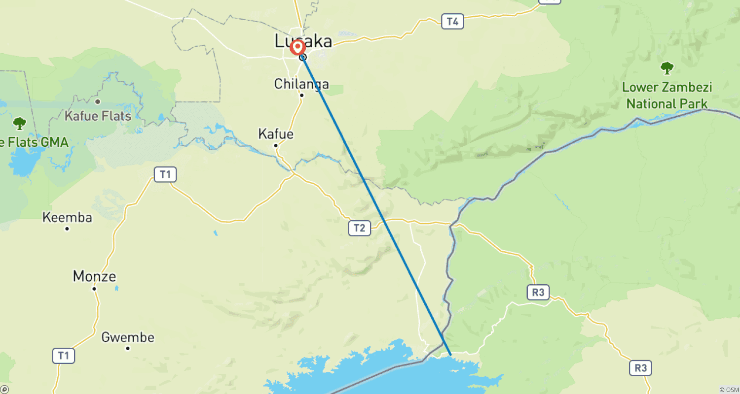 خريطة مسار 3-Days Siavonga (Home of Kariba Dam): A lovely gateway from Lusaka and a Wildlife Safari to Kariba (Zimbabwe)