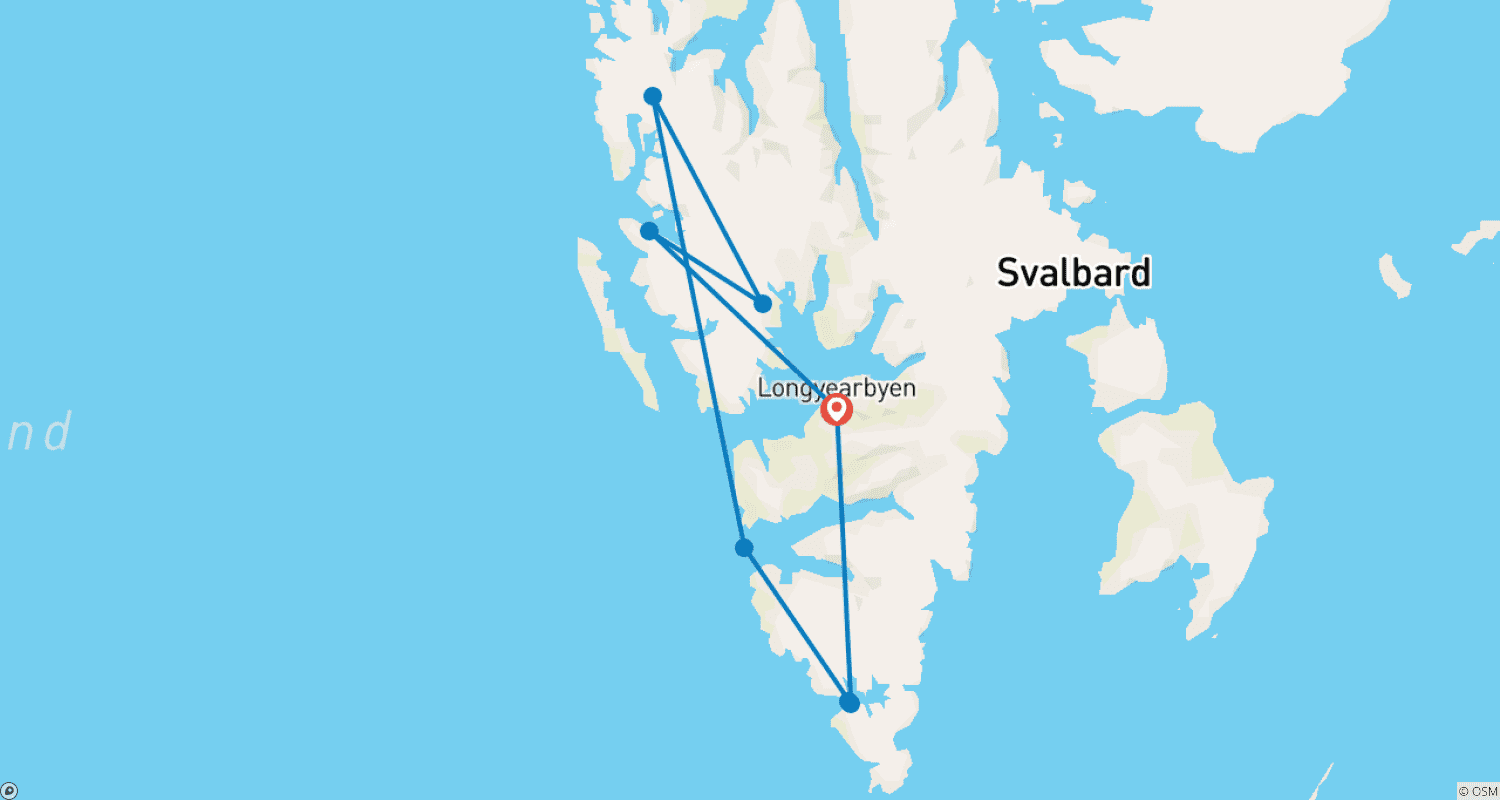 Mapa trasy: Zachodni Svalbard