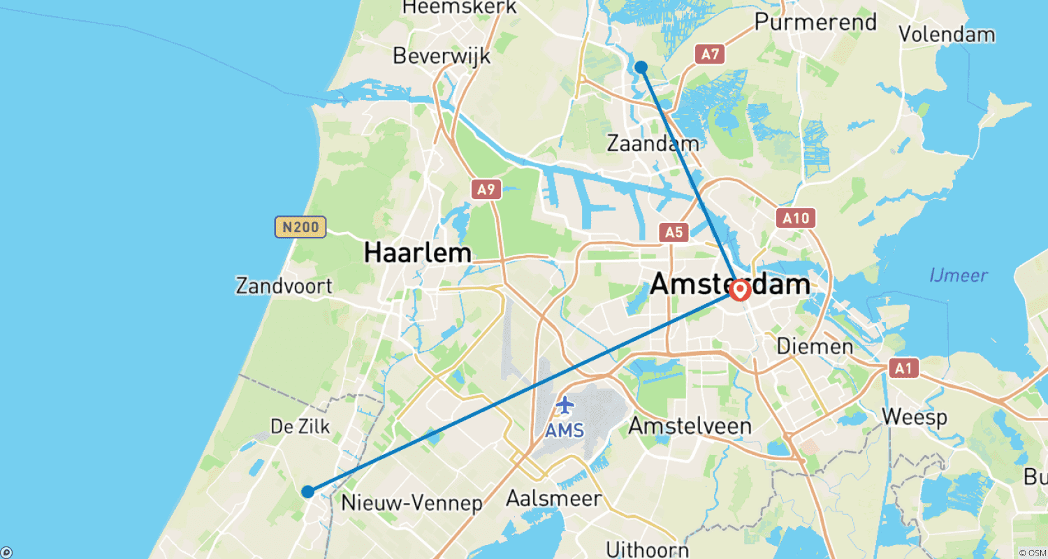 Mapa trasy: Amsterdam i okolice w 5 dni
