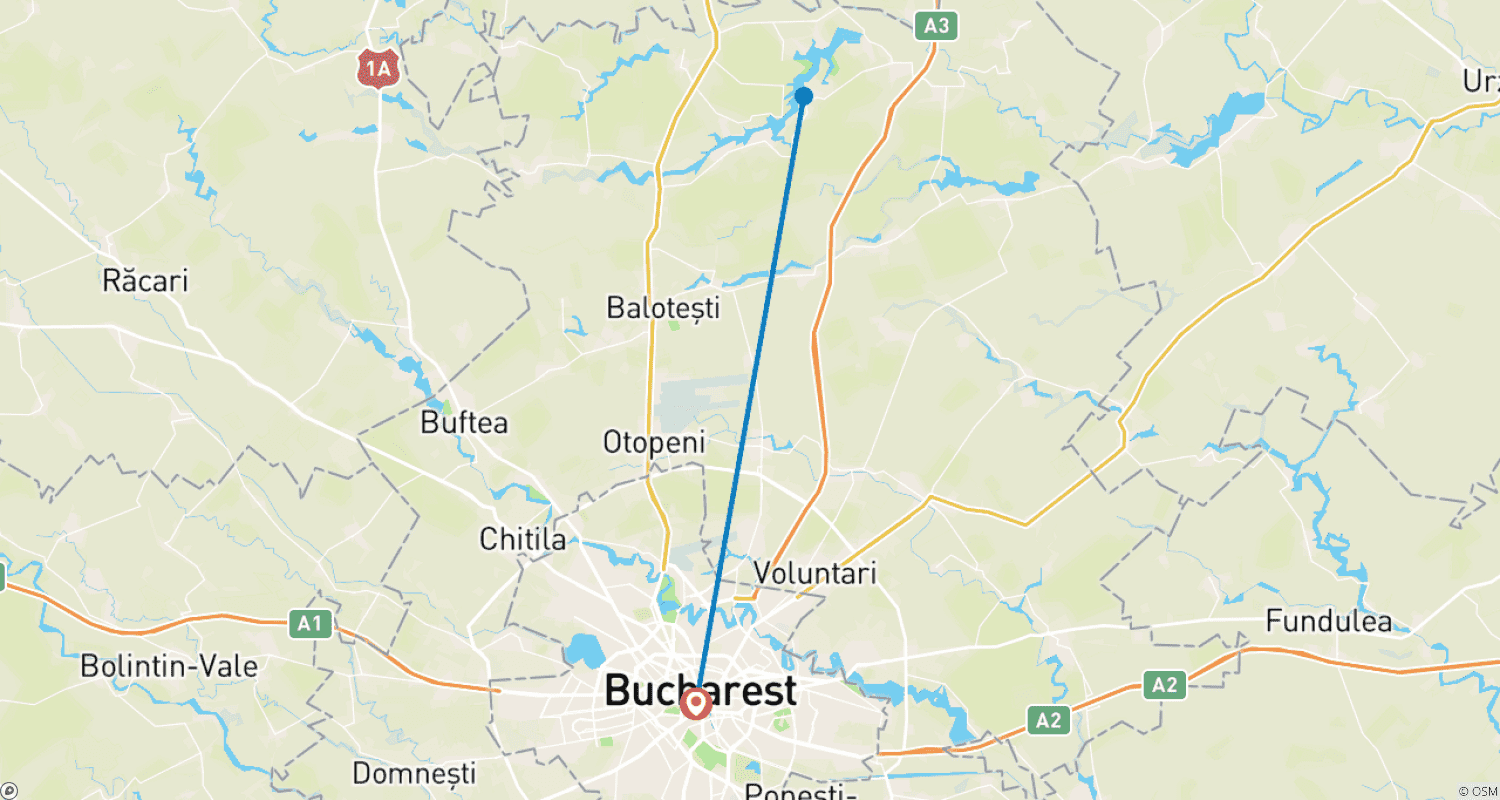 Mapa do percurso de Tour do Comunismo em Bucareste de 8h - O Melhor de Bucareste com o Túmulo de Drácula