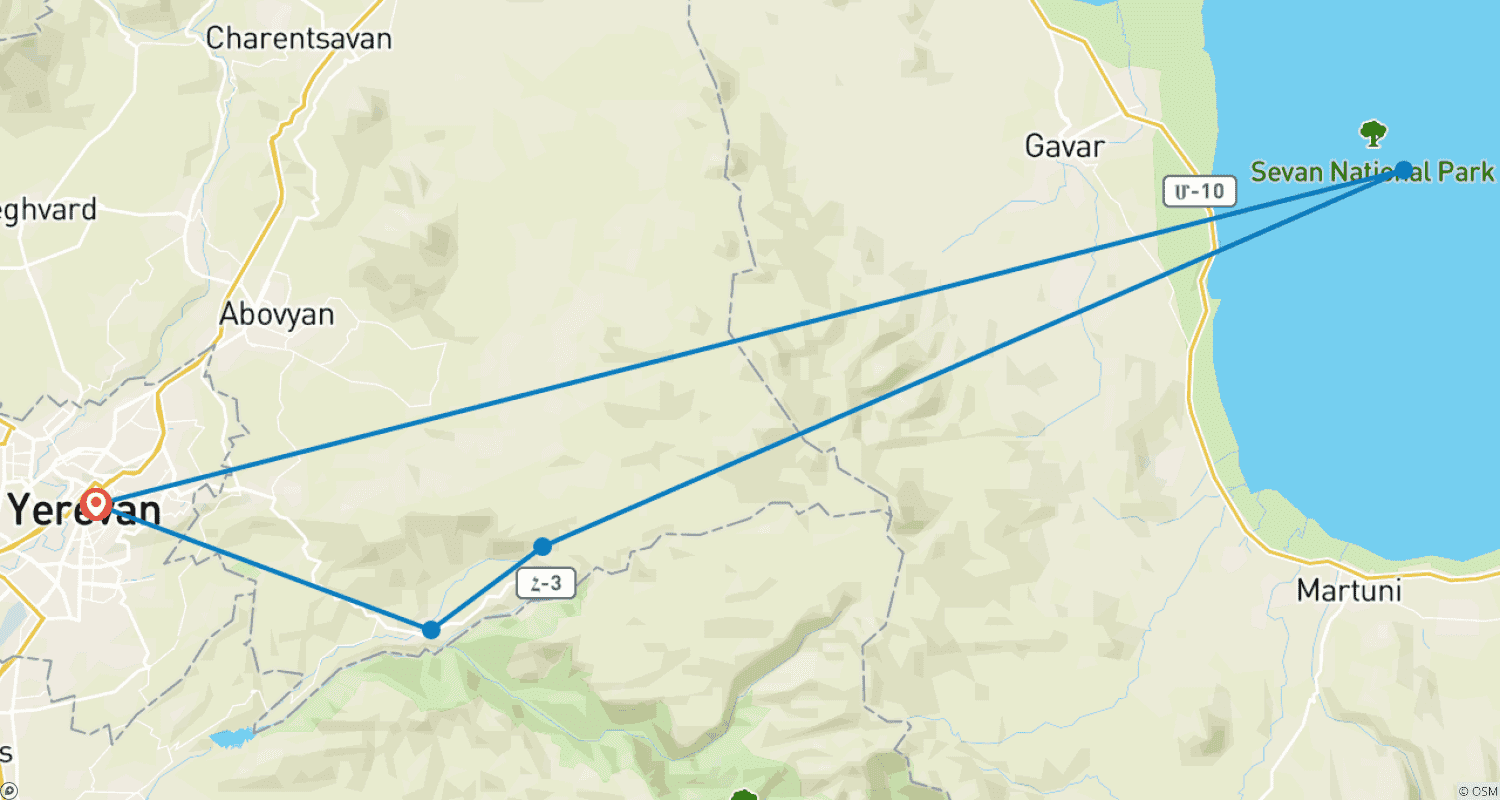 Mapa do percurso de Armênia - Excursão em Grupo Garantida - 3 dias / 2 noites 2026
