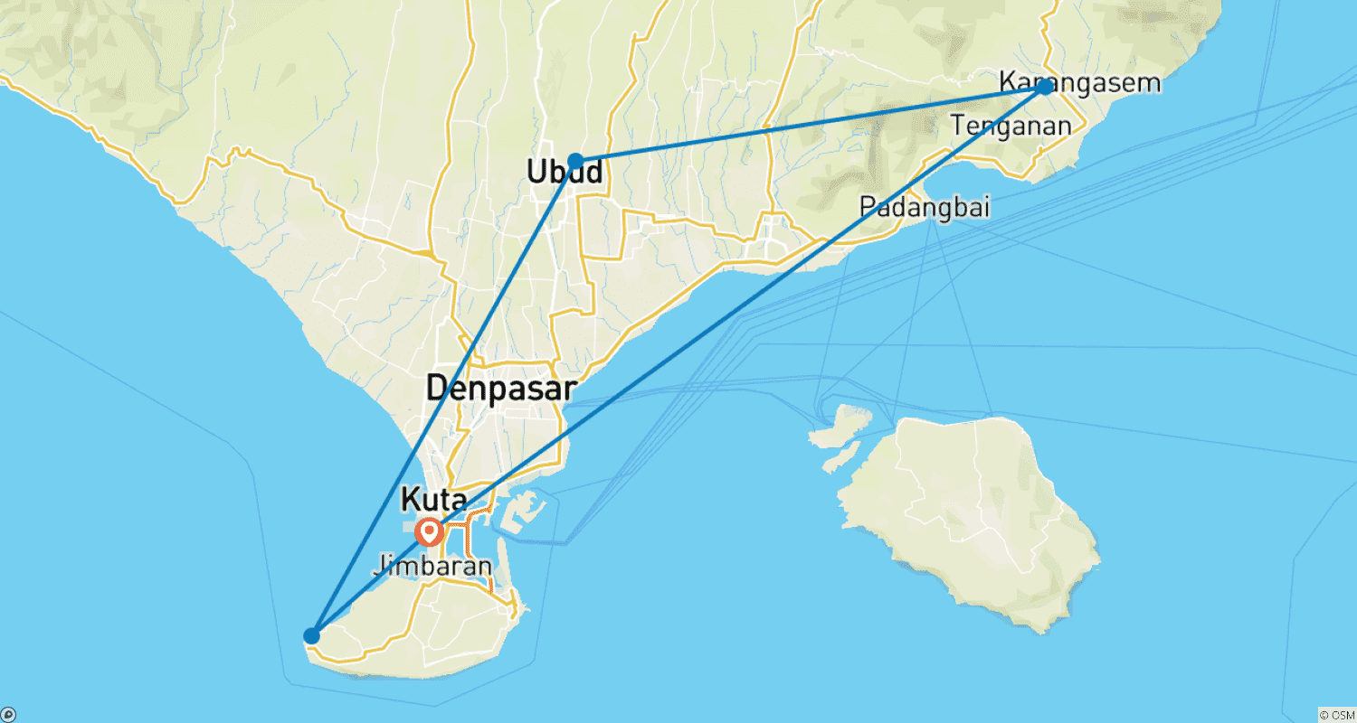 Mapa do percurso de Bali Bliss: 5-Day Island Escape - Private Tour