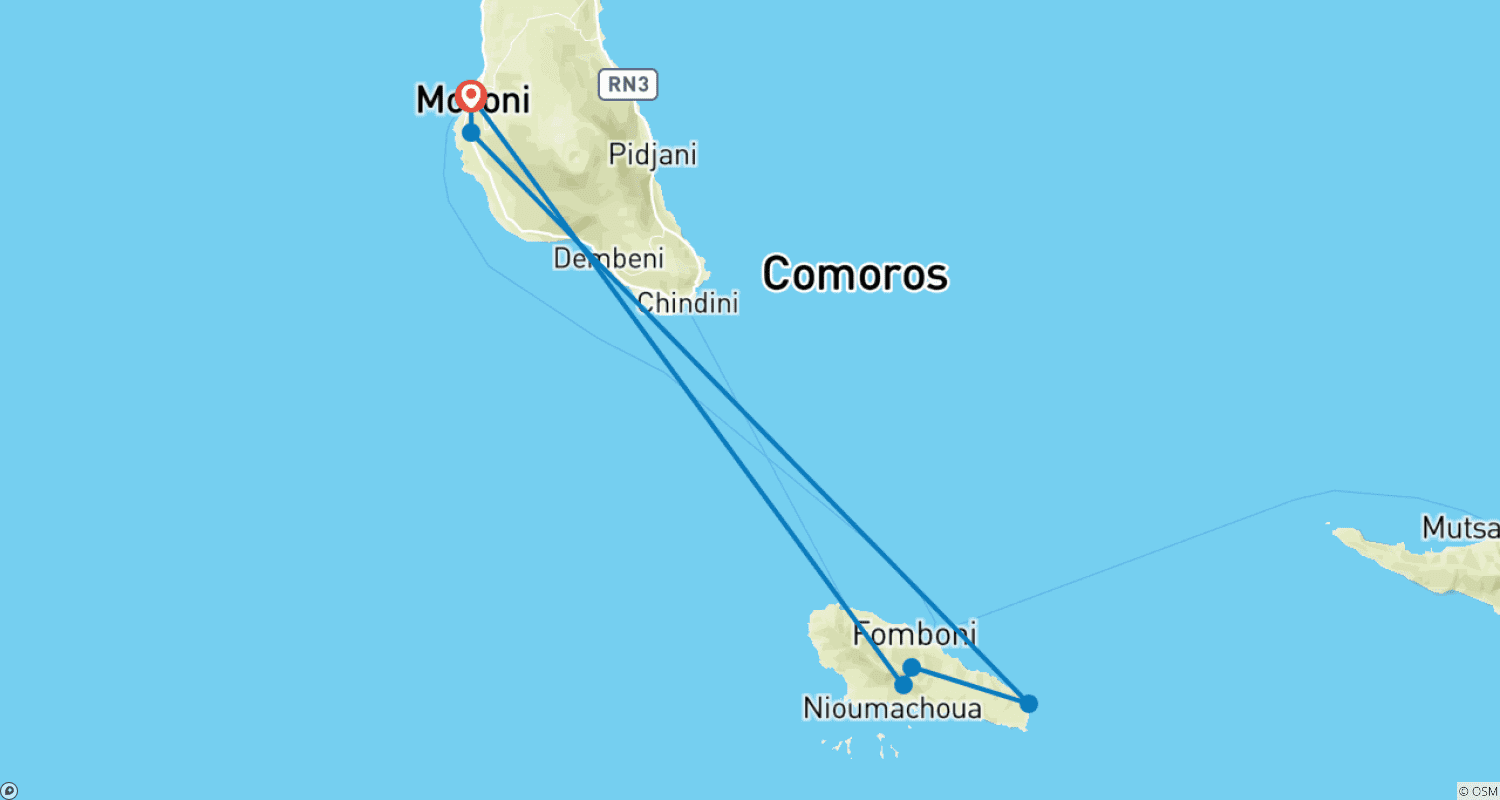 Mapa do percurso de Comoros: Wildlife Expedition