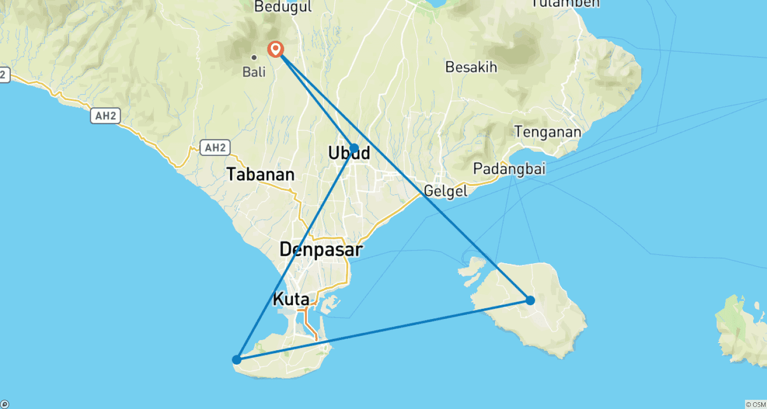 Bali Magical Honeymoon Tour (Private & All Inclusive)のルートマップ