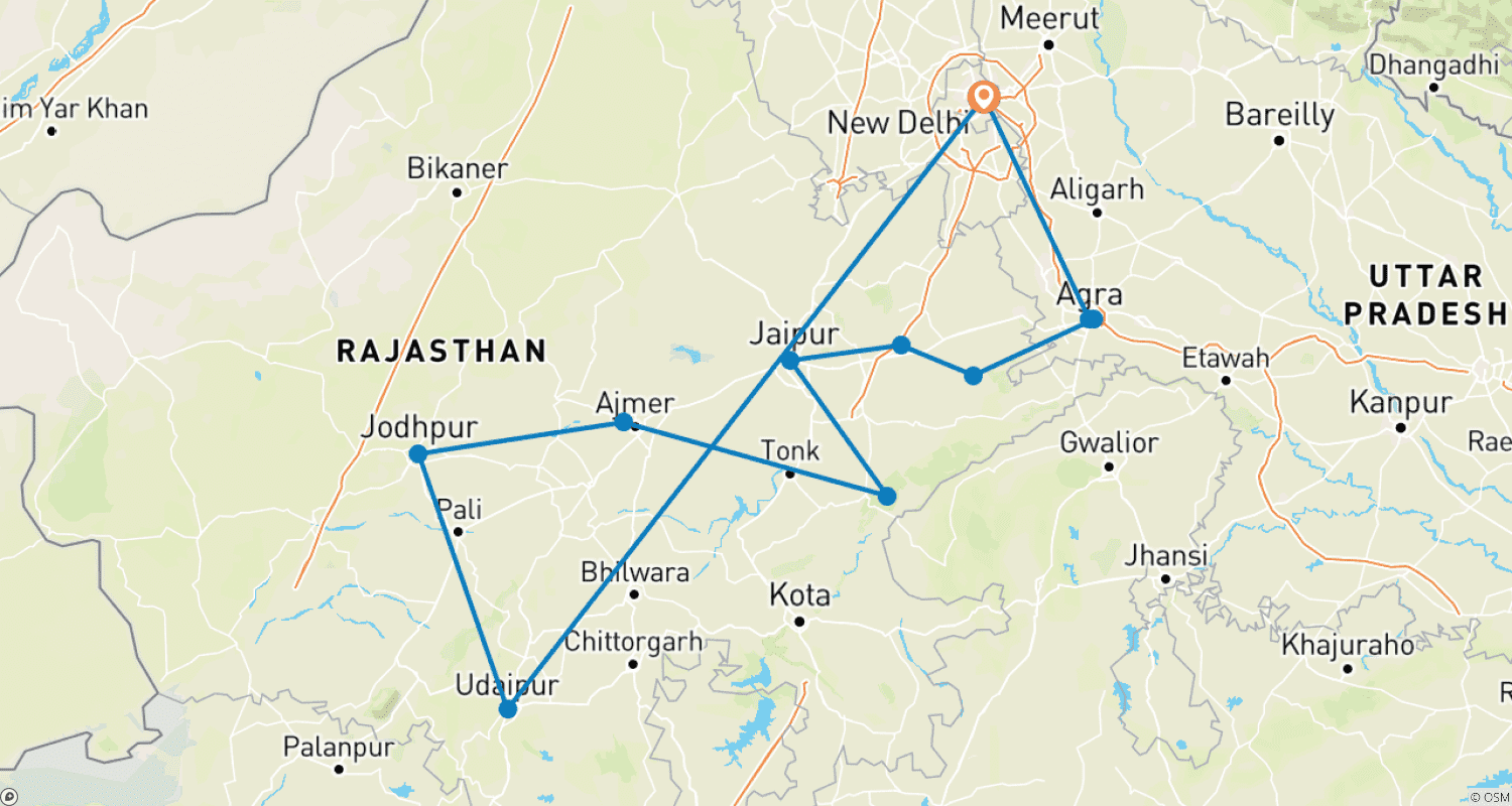 Mapa trasy: Rajasthan Odkrywca