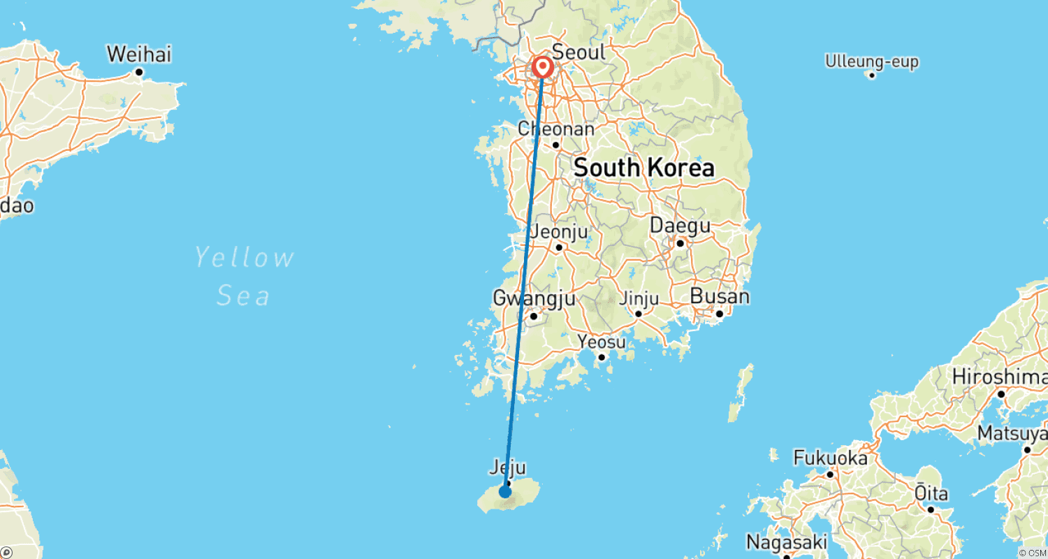 Mapa do percurso de Tour Privado de 5 Dias na Coreia do Sul com Hotéis 4 Estrelas, Partidas Diárias e Tudo Incluído