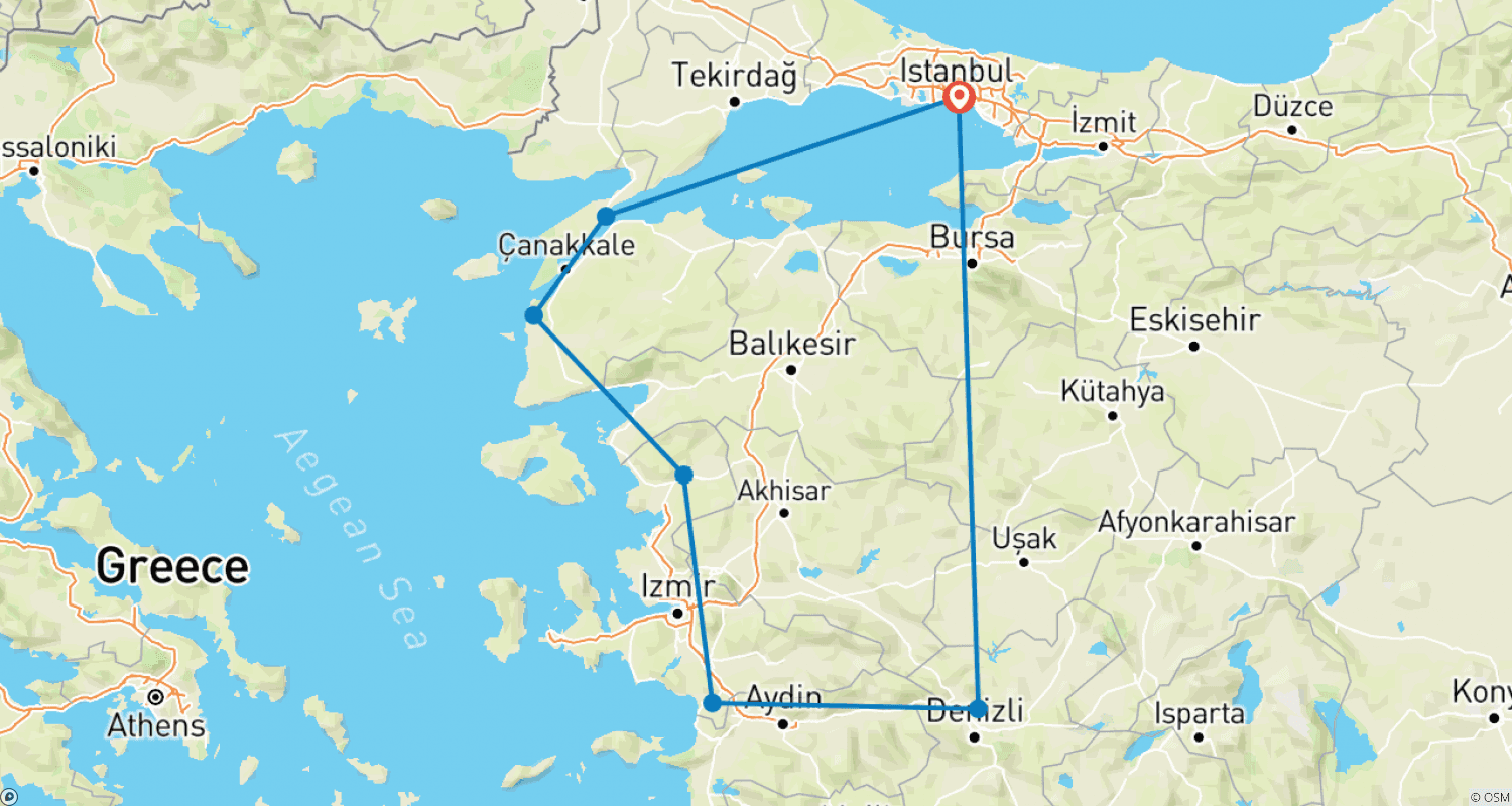 Mapa do percurso de Sabor da Turquia
