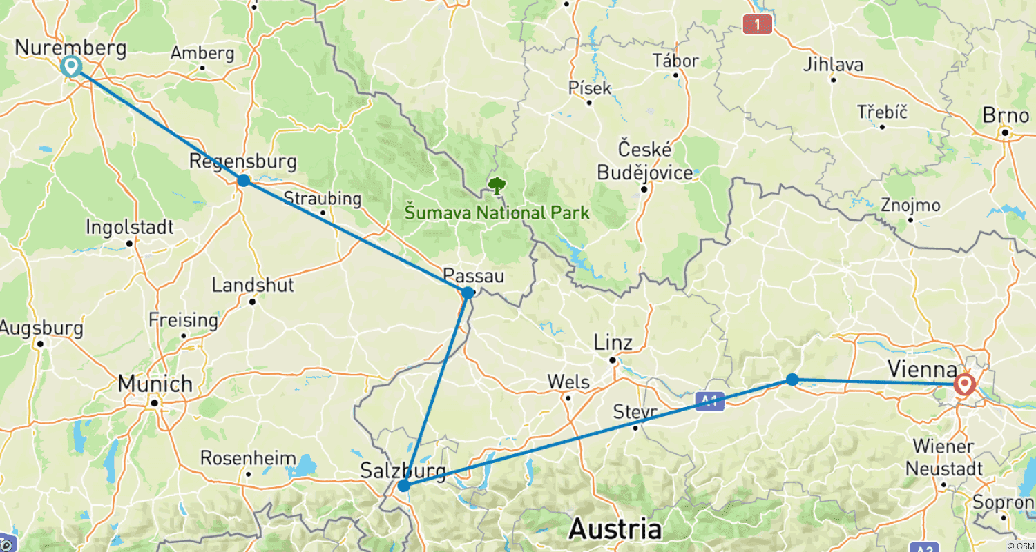 Mapa do percurso de Christmastime on the Danube (Eastbound) 2026