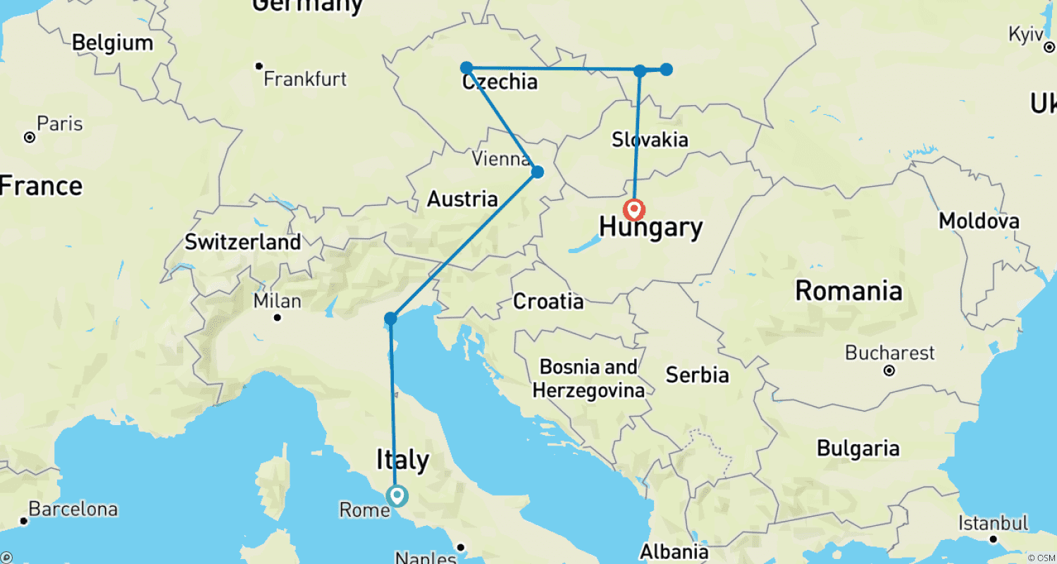 Mapa trasy: Legendarne Zabytki