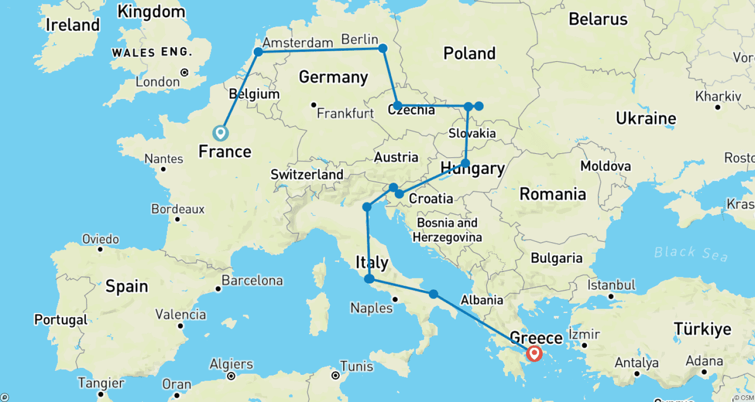 خريطة مسار The Euro Trip