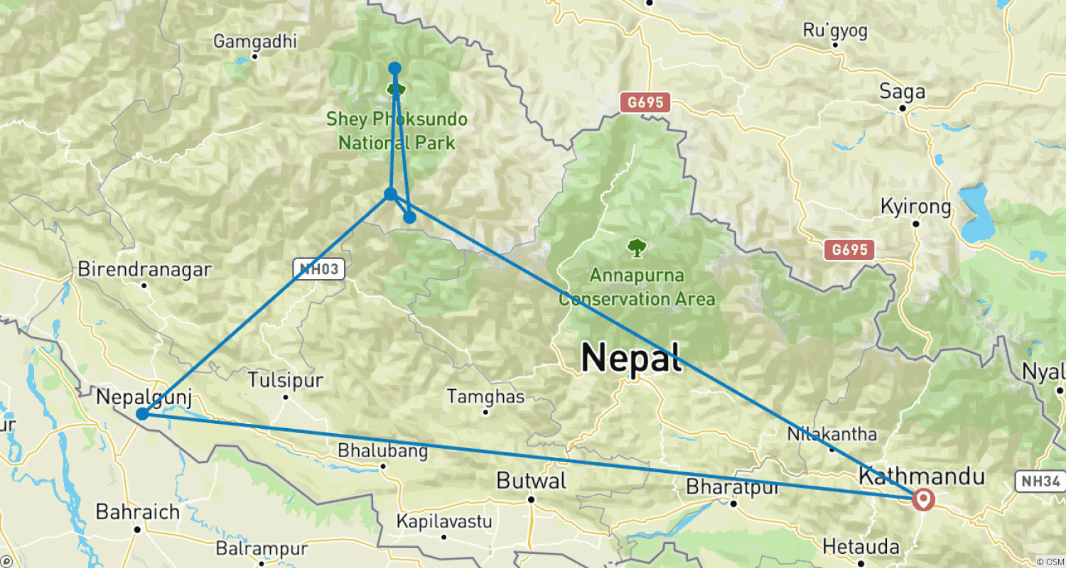 Mapa trasy: Shey Phoksundo Lake Trek