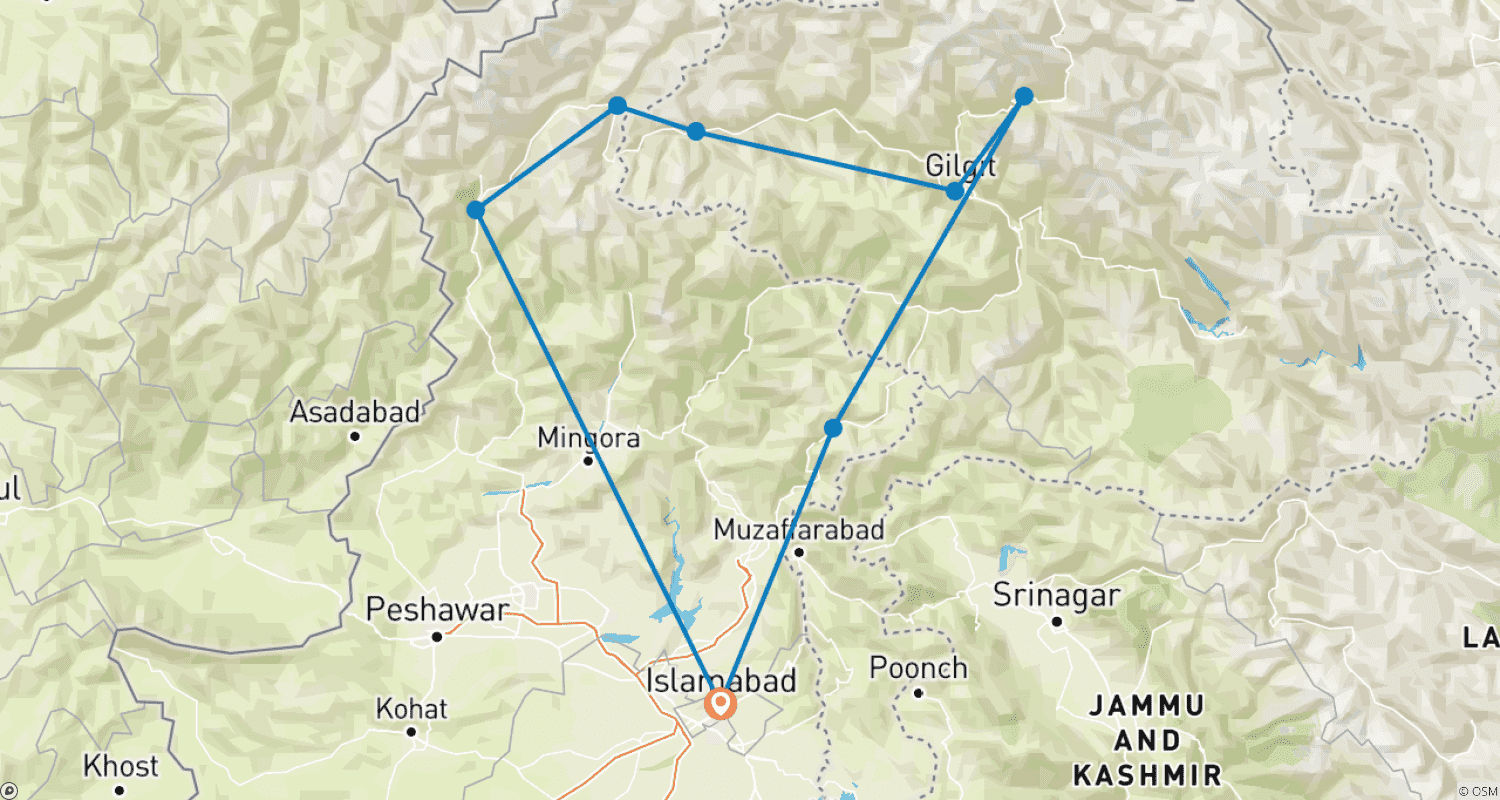 Mapa do percurso de Chilam Joshi Festival Kalash 2026 and 2027 By Exploria