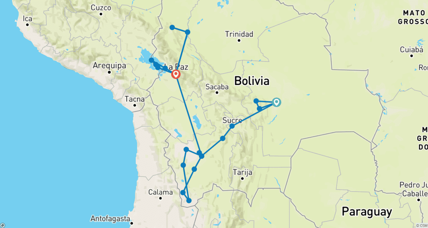 Mapa trasy: Cała Boliwia