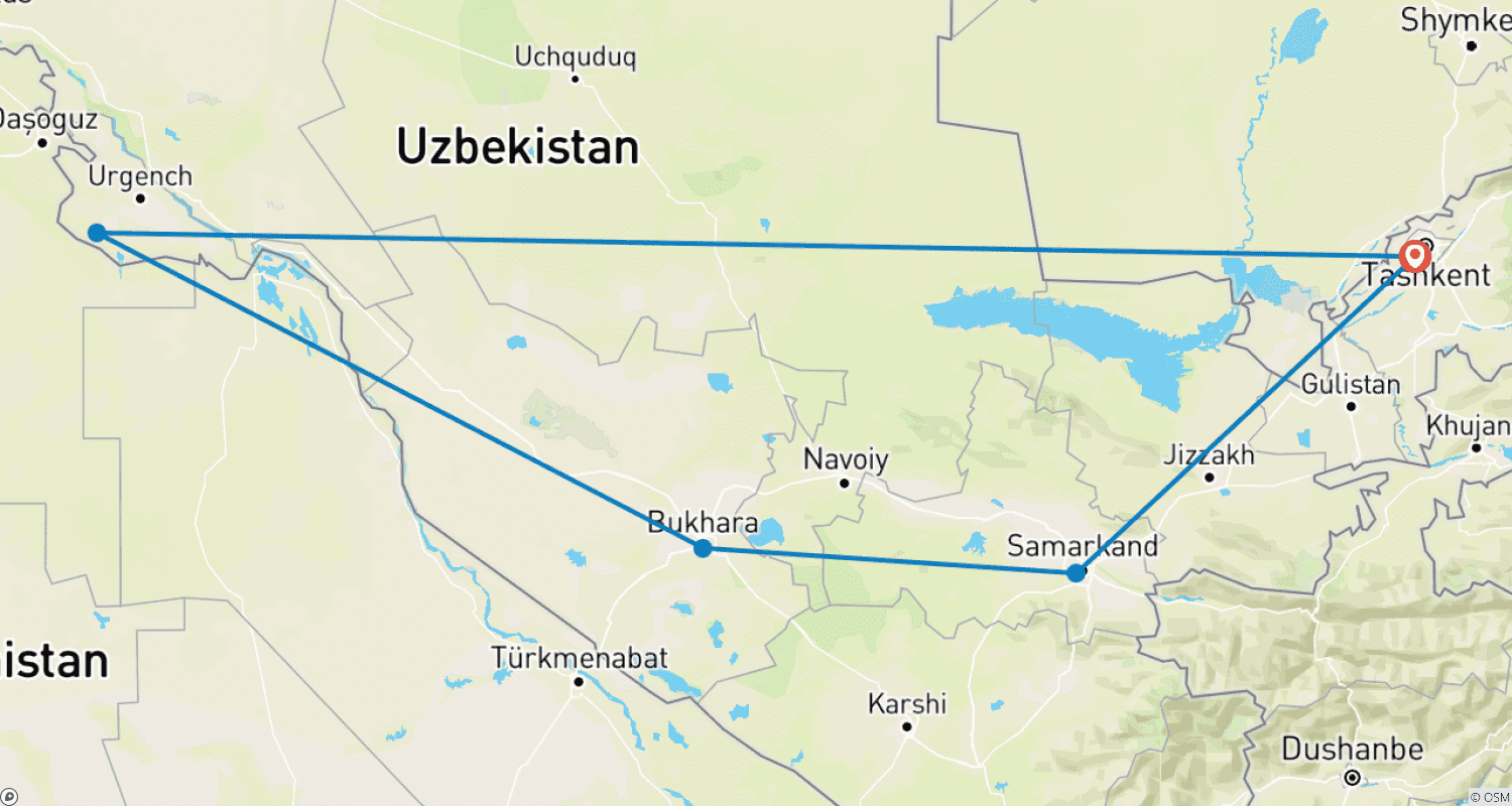 خريطة مسار Historical Tour to Uzbekistan 8D/7N
