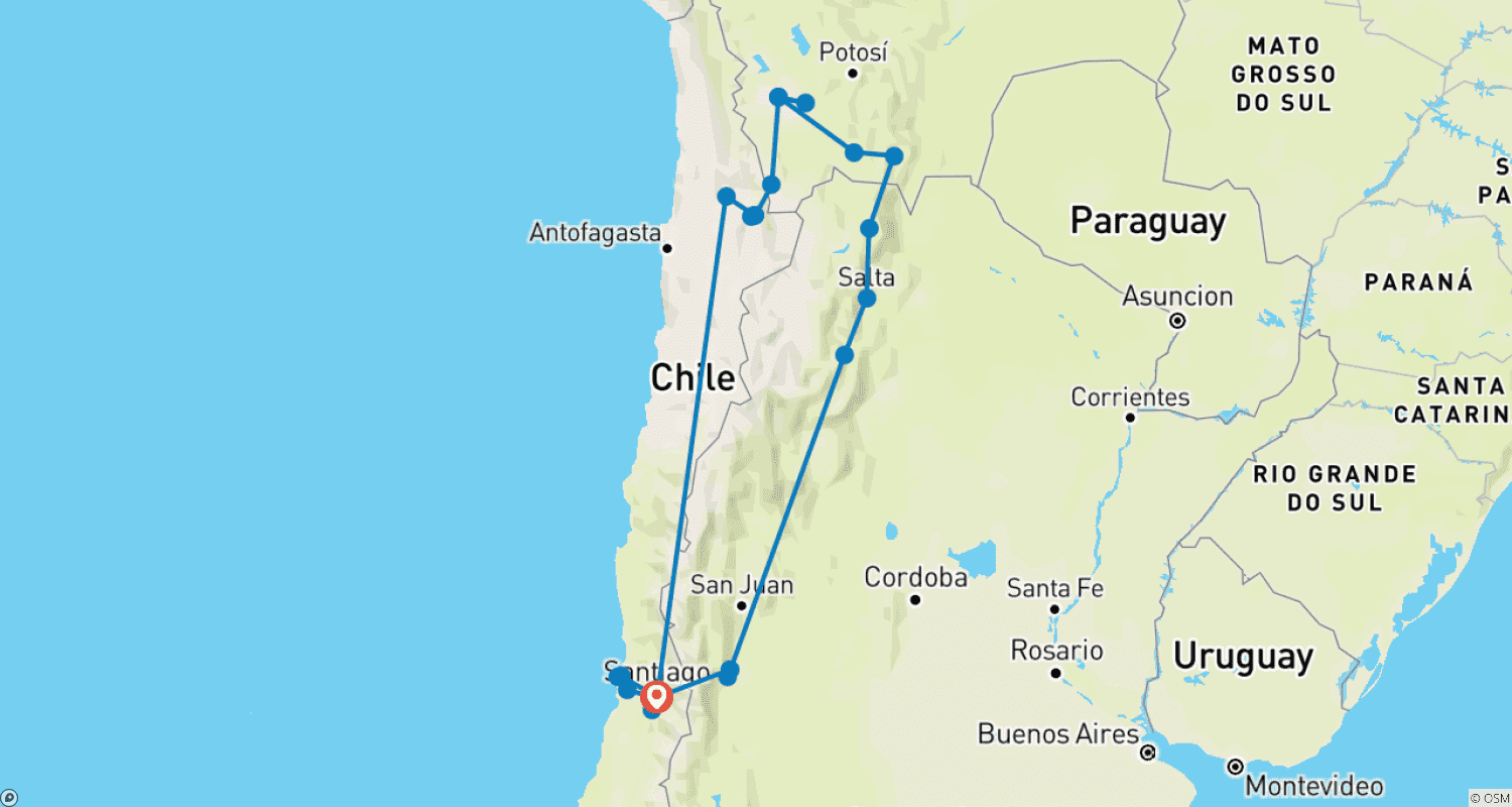 Mapa trasy: SOUTH AMERICA WINE TRIANGLE