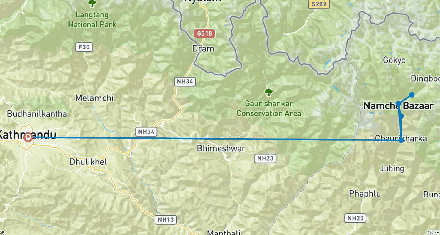 Mapa trasy: 5-dniowy trekking z widokiem na Everest