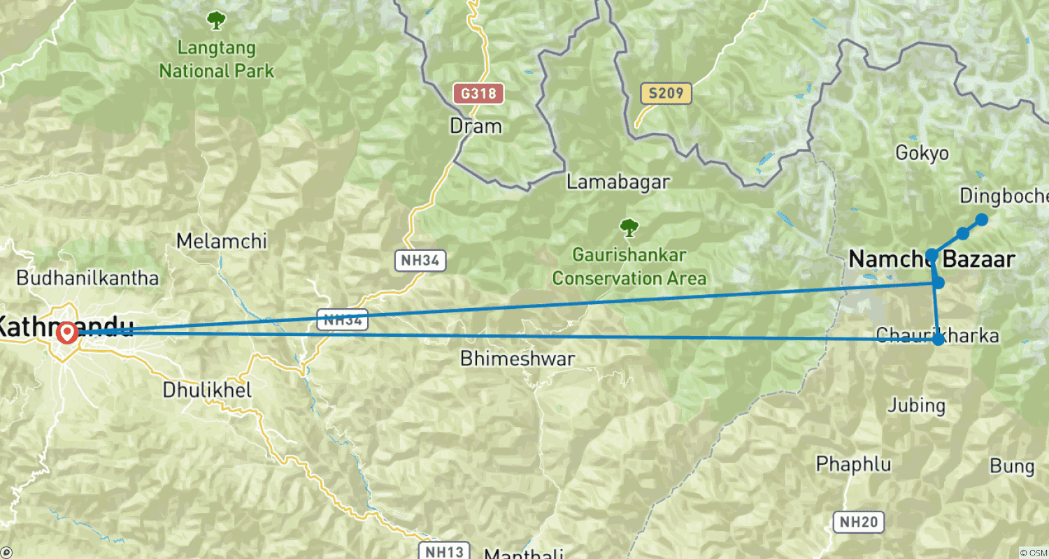 Mapa trasy: Trekking do Bazy Ama Dablam