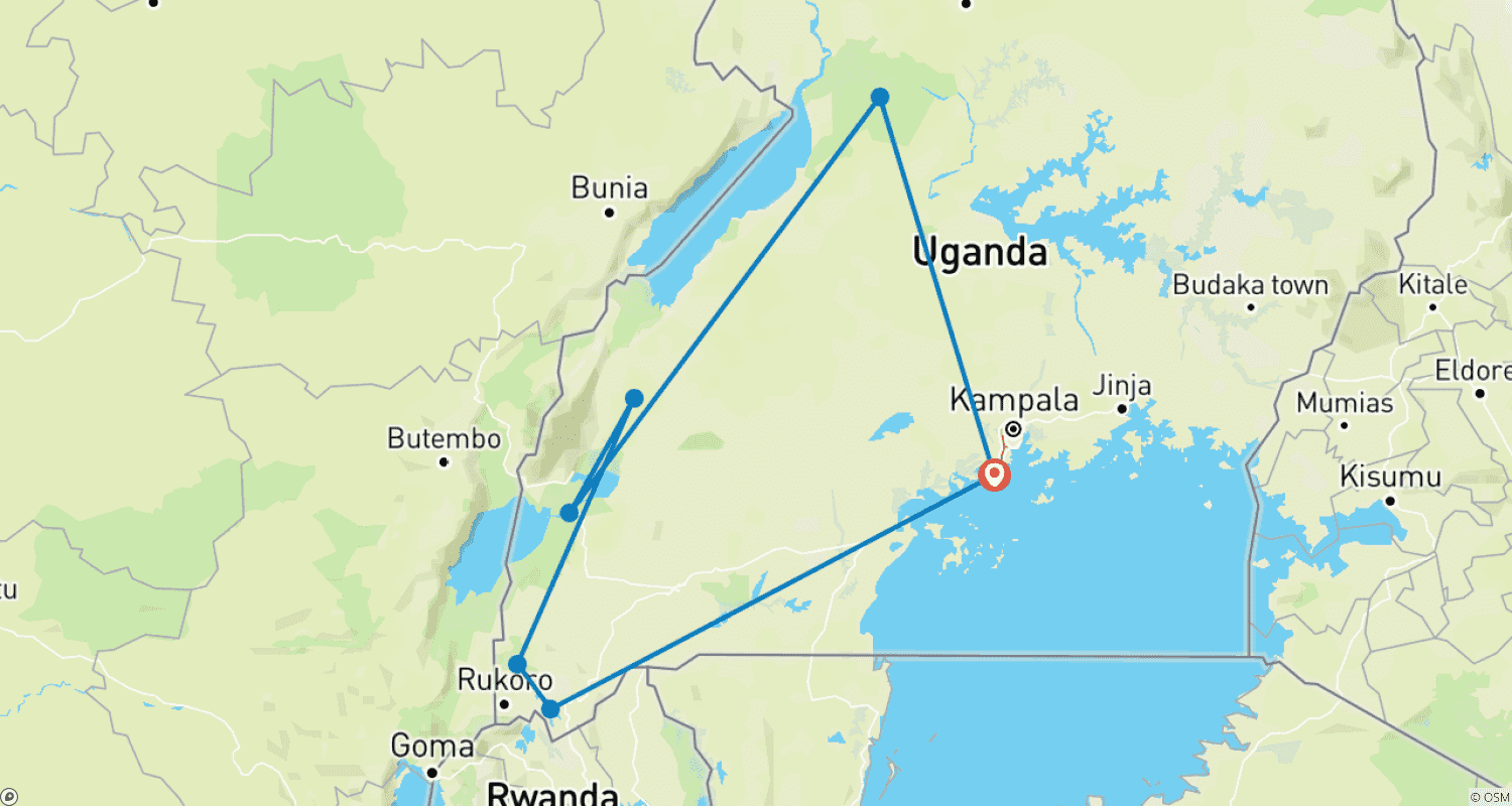 Mapa do percurso de The Giant Footsteps Tour