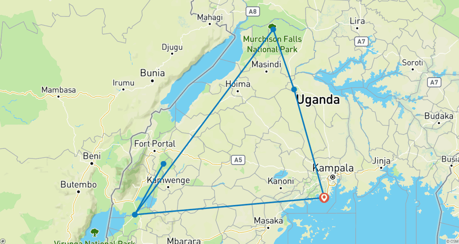 Mapa do percurso de O Grande Tour dos Cinco Grandes