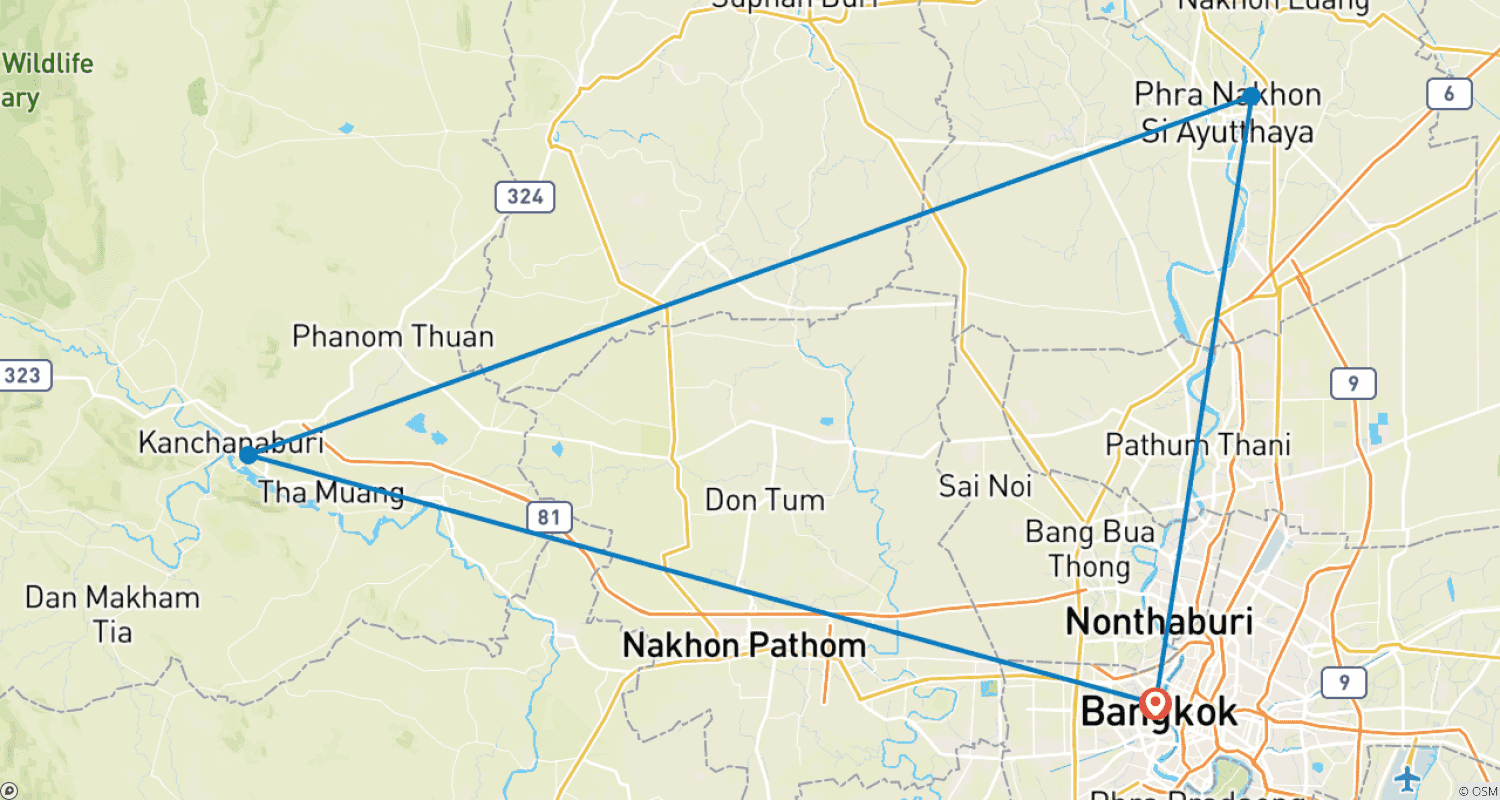 Mapa do percurso de Bangkok e Além para Utilizadores de Cadeira de Rodas