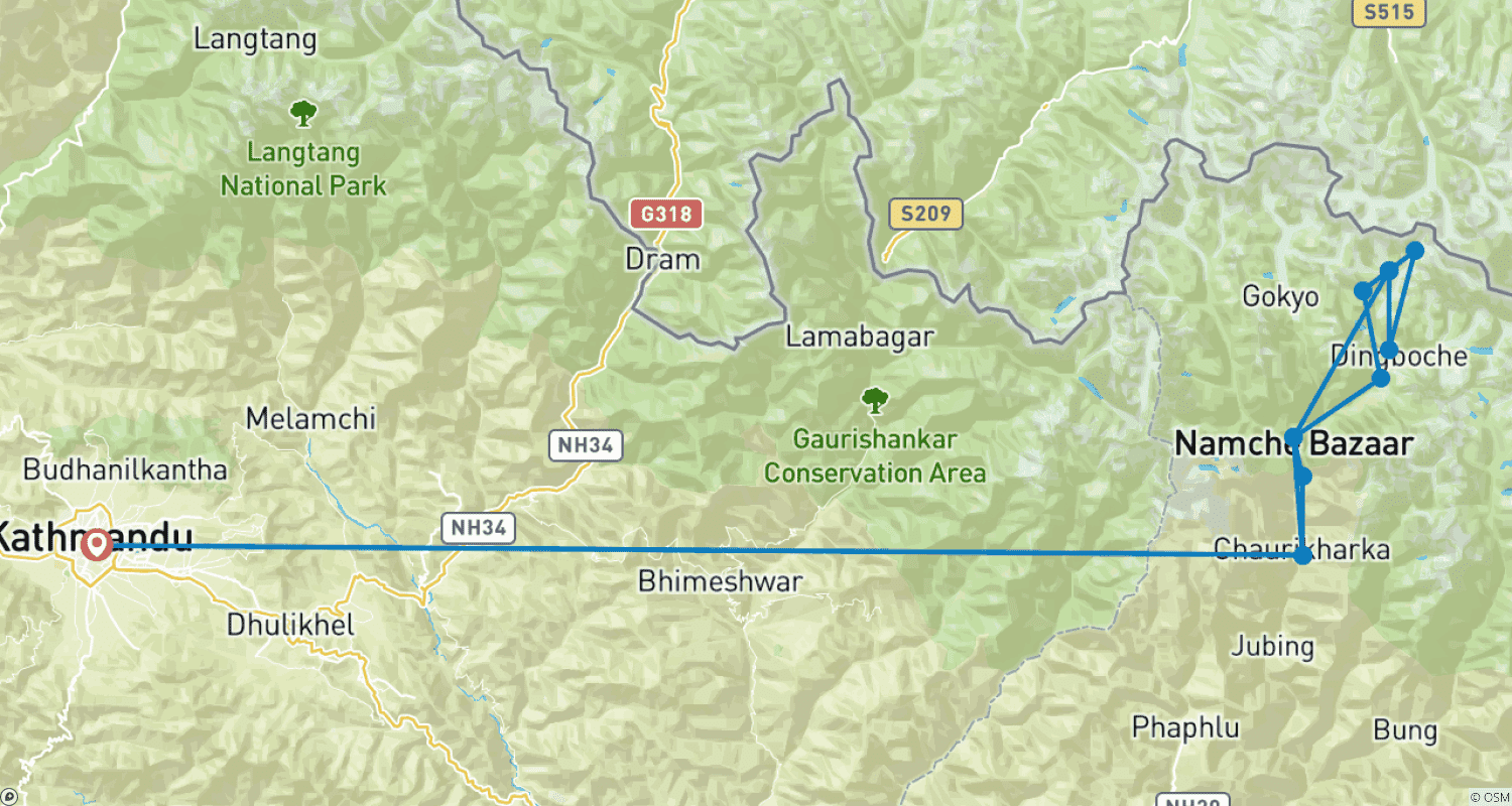 Mapa trasy: Everest Base Camp - Guided *TREK* (All Inclusive)