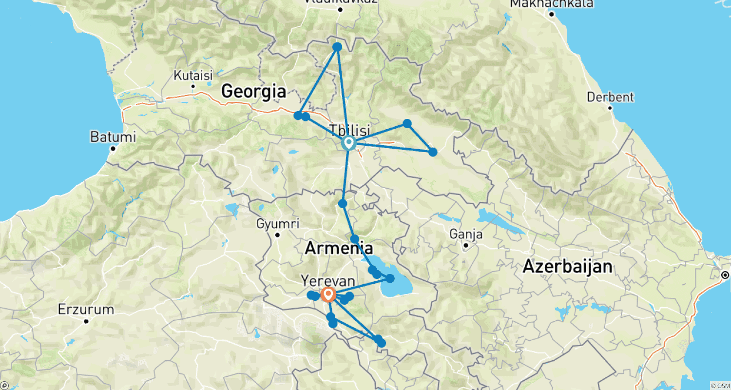 خريطة مسار Georgia Armenia Hightlights in 11 days