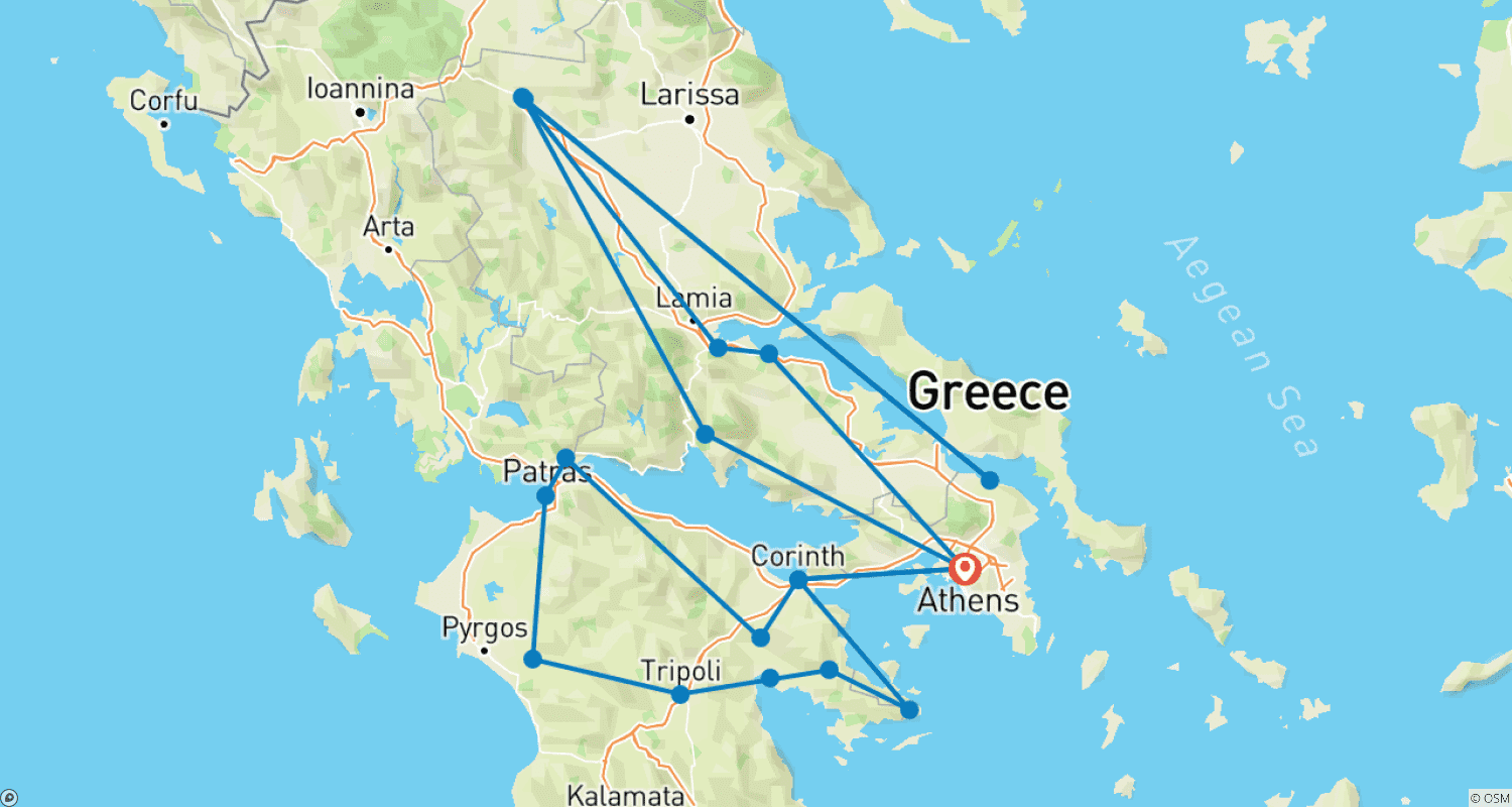 خريطة مسار 8-Day Complete Greece