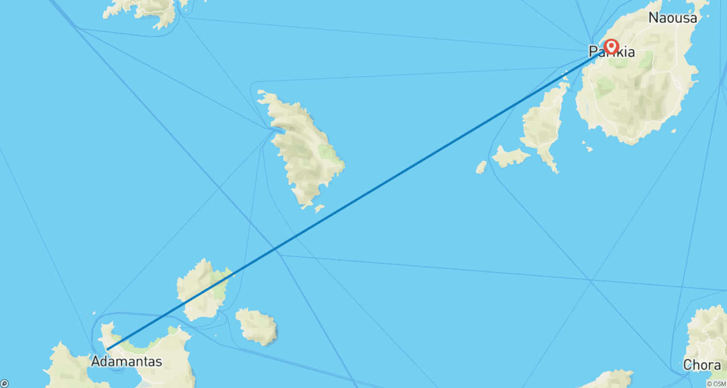 Mapa trasy: Milos & Paros 7 days