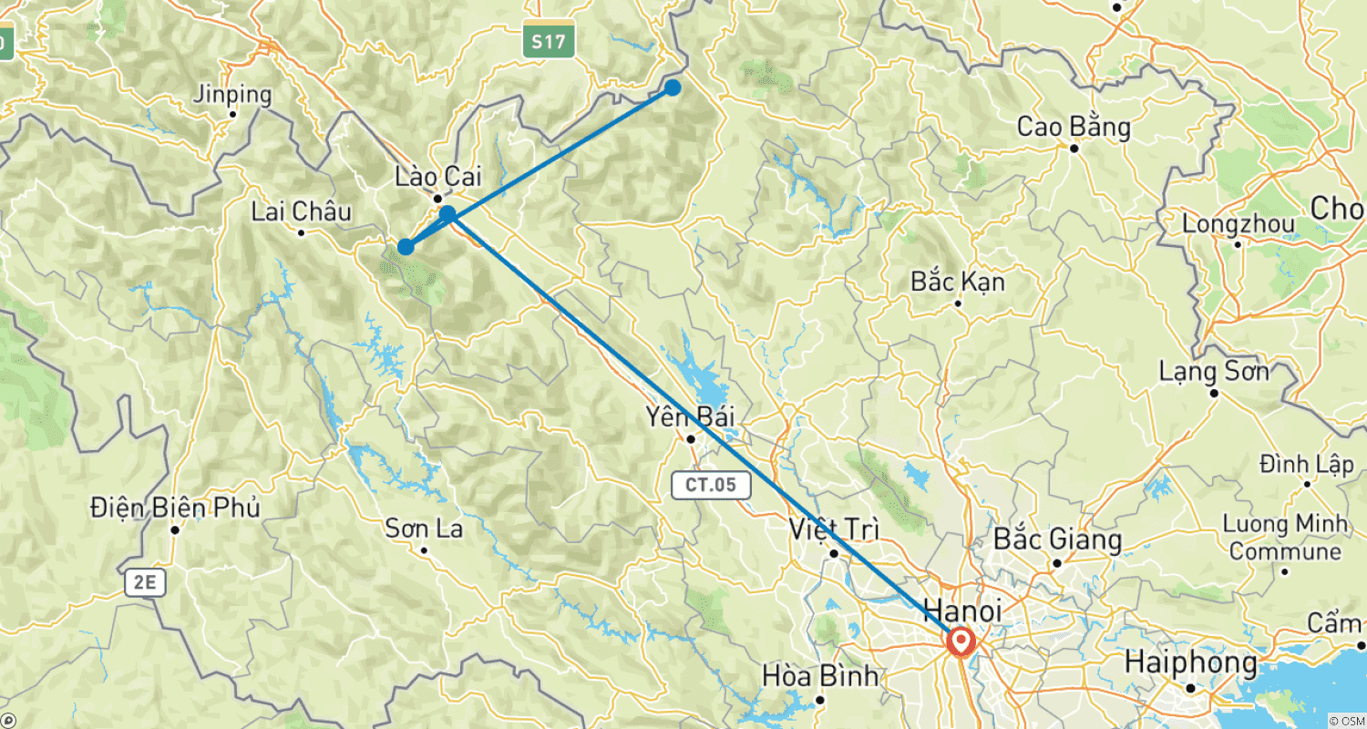 خريطة مسار 2-Day Amazing Sapa Trek With Sleeper Train From Hanoi - Overnight At Homestay