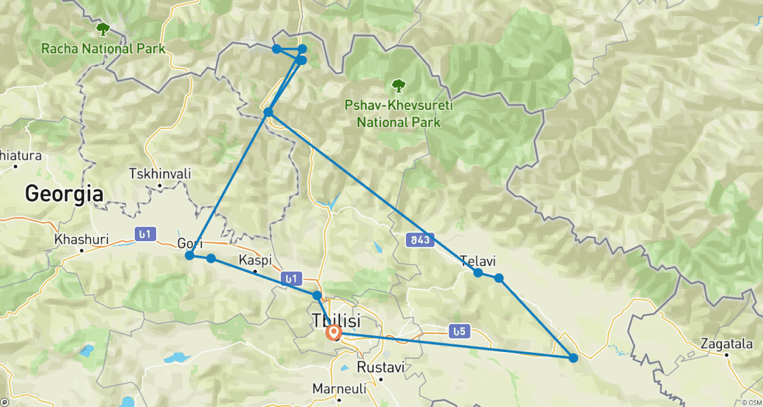 Mapa trasy: Georgia small group tour