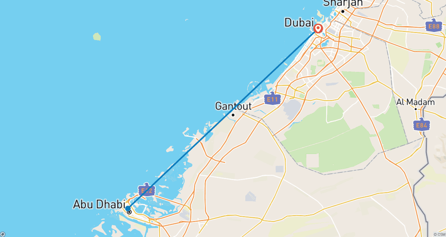 Mapa do percurso de Explore Dubai: 9 Dias / 8 Noites com Passeios Turísticos