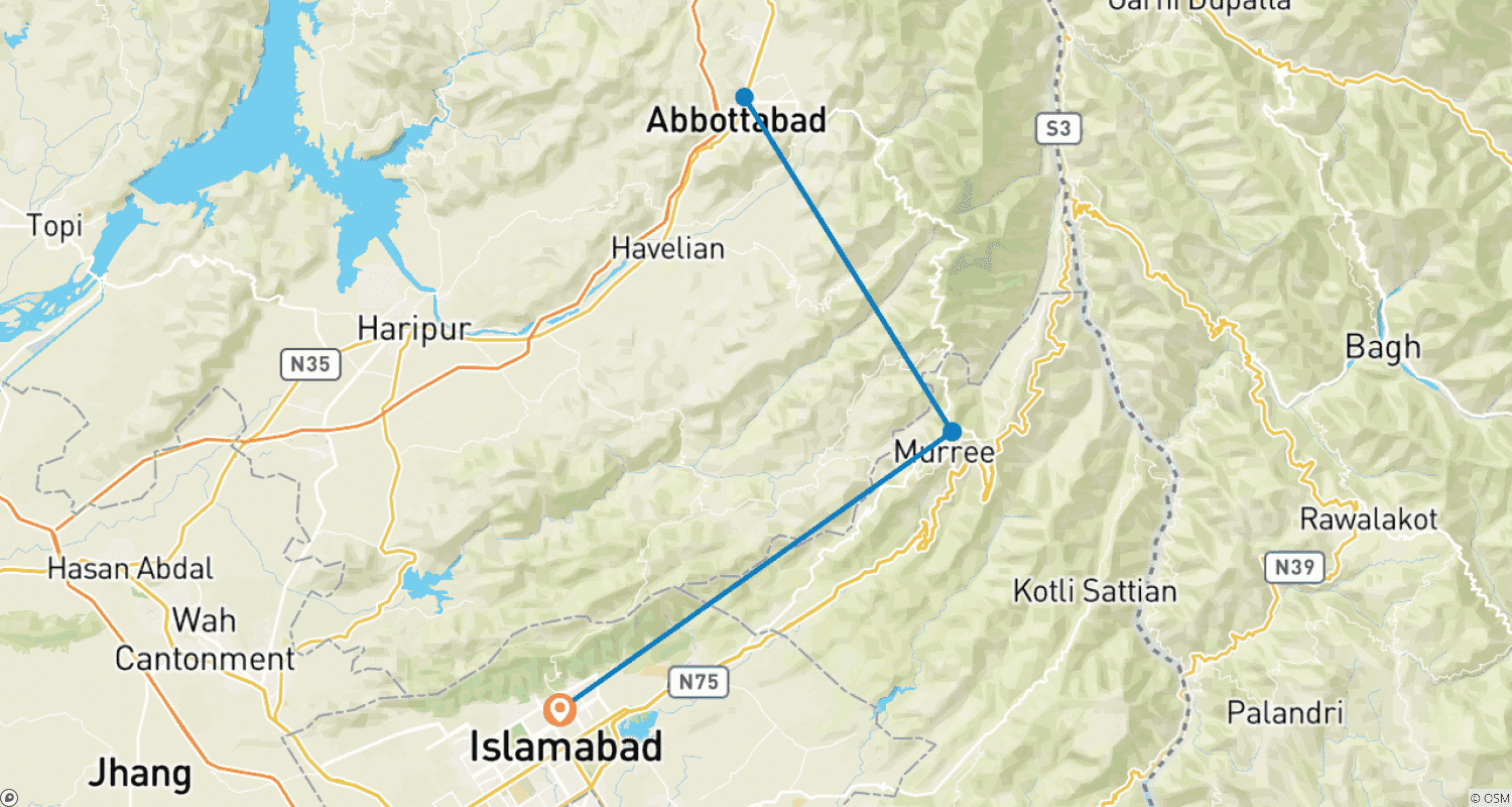 Mapa trasy: Odkryj Islamabad, Murree i Nathiagali